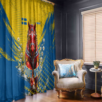 Personalized Sweden Dala Horse Soccer Window Curtain Grunge Swedish Flag Cheering Fans Floral