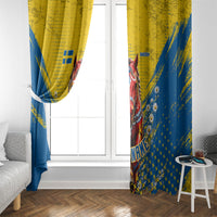 Personalized Sweden Dala Horse Soccer Window Curtain Grunge Swedish Flag Cheering Fans Floral