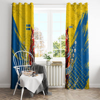 Personalized Sweden Dala Horse Soccer Window Curtain Grunge Swedish Flag Cheering Fans Floral