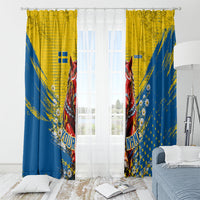 Personalized Sweden Dala Horse Soccer Window Curtain Grunge Swedish Flag Cheering Fans Floral
