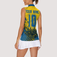 Personalized Sweden Dala Horse Soccer Women Sleeveless Polo Shirt Grunge Swedish Flag Cheering Fans Floral
