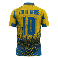 Personalized Sweden Dala Horse Soccer Zipper Polo Shirt Grunge Swedish Flag Cheering Fans Floral