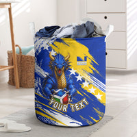 Personalized Bosnia Herzegovina Dragon Soccer Laundry Basket Bosnian Football Flag Stars Fleur De Lis Grunge