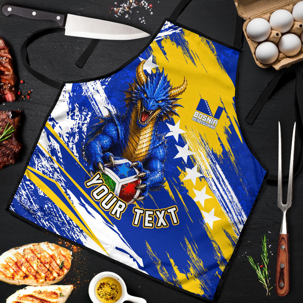 Personalized Bosnia Herzegovina Dragon Soccer Apron Bosnian Football Flag Stars Fleur De Lis Grunge
