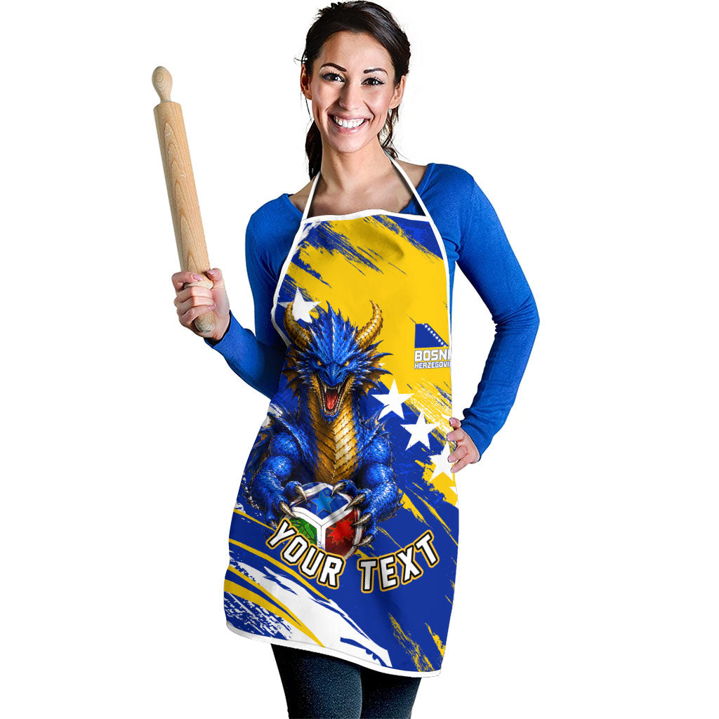 Personalized Bosnia Herzegovina Dragon Soccer Apron Bosnian Football Flag Stars Fleur De Lis Grunge