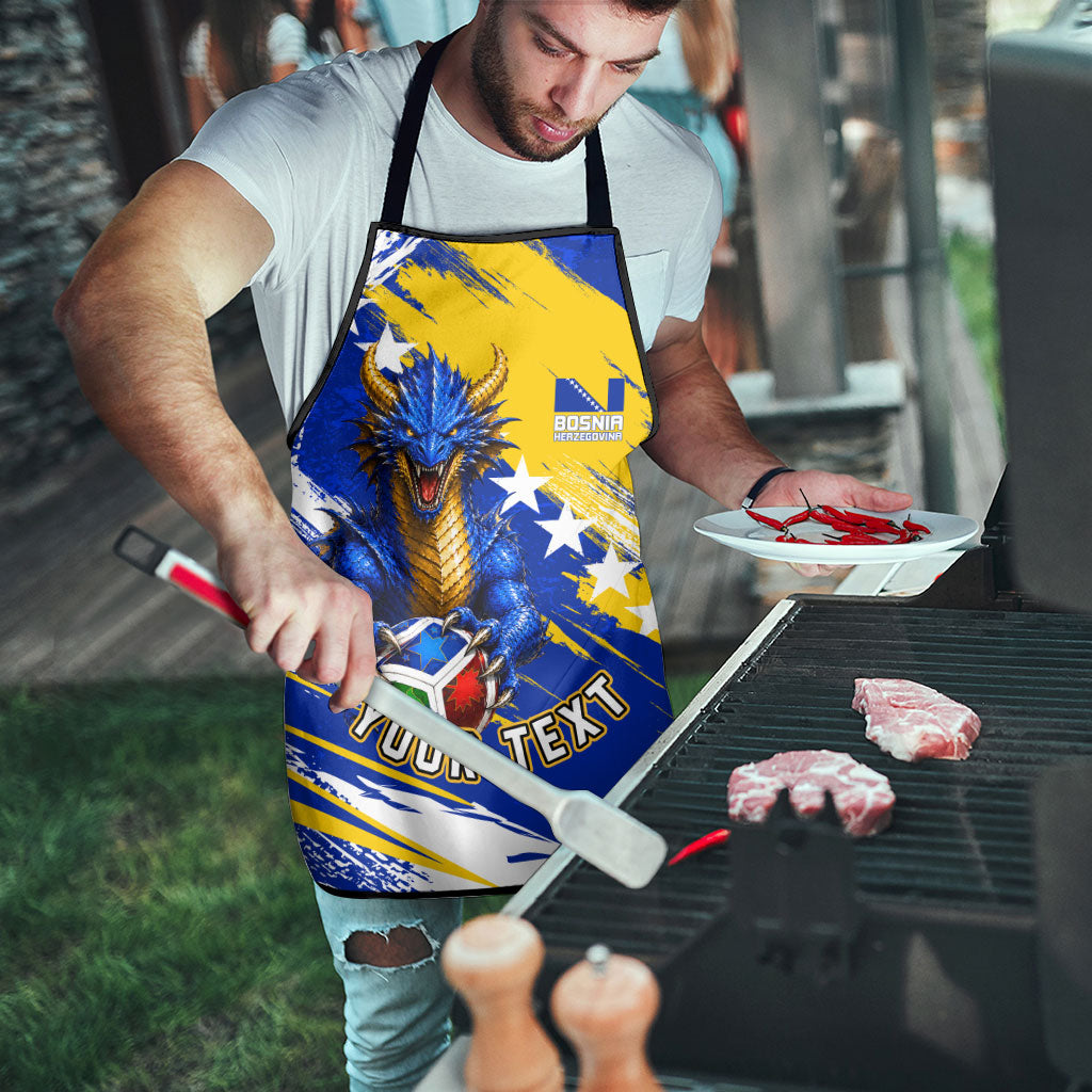 Personalized Bosnia Herzegovina Dragon Soccer Apron Bosnian Football Flag Stars Fleur De Lis Grunge