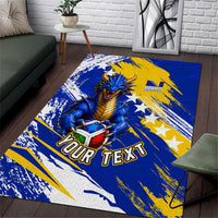 Personalized Bosnia Herzegovina Dragon Soccer Area Rug Bosnian Football Flag Stars Fleur De Lis Grunge