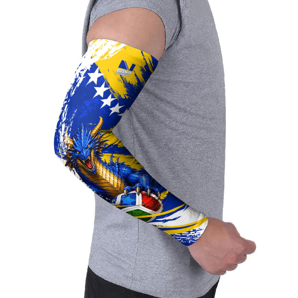 Personalized Bosnia Herzegovina Dragon Soccer Arm Sleeves Bosnian Football Flag Stars Fleur De Lis Grunge