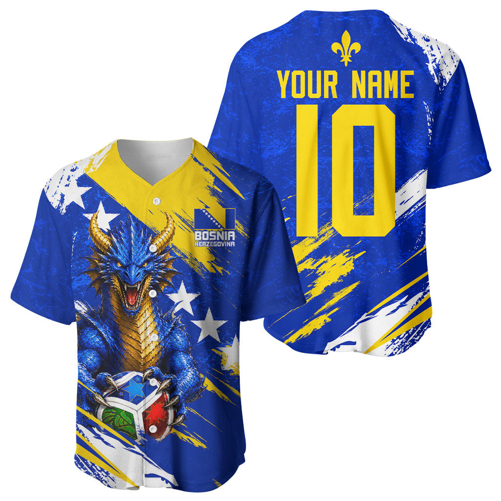 Personalized Bosnia Herzegovina Dragon Soccer Baseball Jersey Bosnian Football Flag Stars Fleur De Lis Grunge