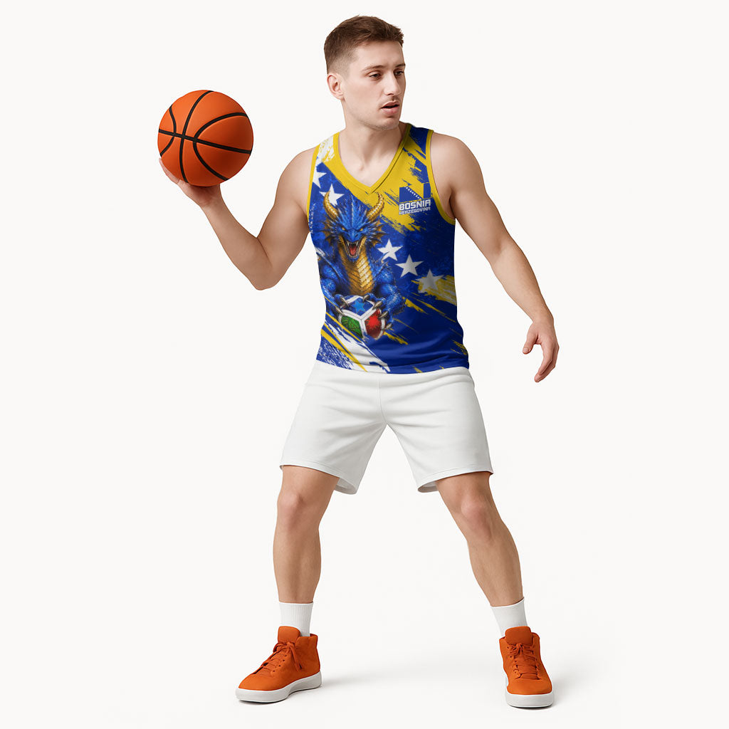 Personalized Bosnia Herzegovina Dragon Soccer Basketball Jersey Bosnian Football Flag Stars Fleur De Lis Grunge