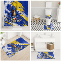 Personalized Bosnia Herzegovina Dragon Soccer Bathroom Set Bosnian Football Flag Stars Fleur De Lis Grunge