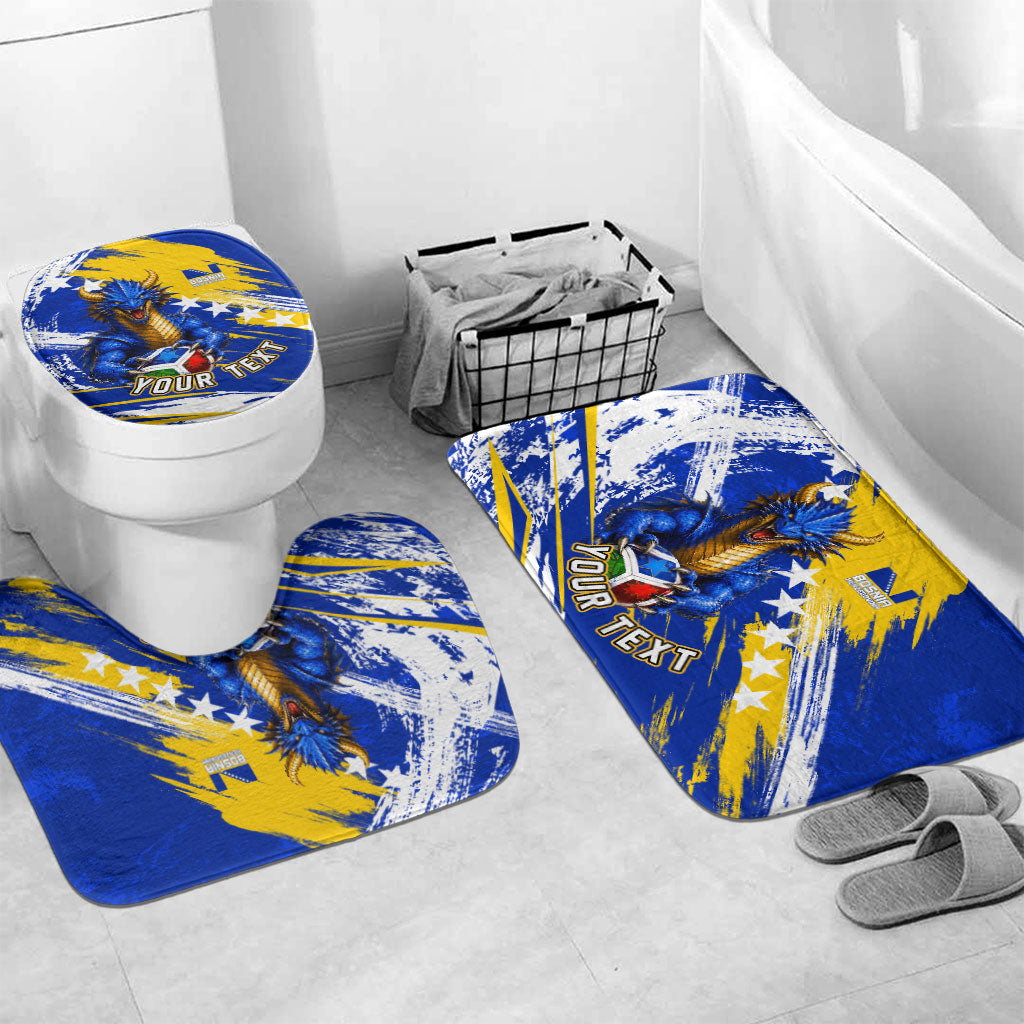 Personalized Bosnia Herzegovina Dragon Soccer Bathroom Set Bosnian Football Flag Stars Fleur De Lis Grunge
