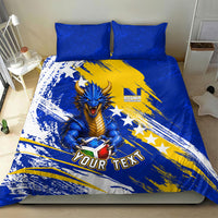 Personalized Bosnia Herzegovina Dragon Soccer Bedding Set Bosnian Football Flag Stars Fleur De Lis Grunge
