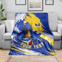 Personalized Bosnia Herzegovina Dragon Soccer Blanket Bosnian Football Flag Stars Fleur De Lis Grunge