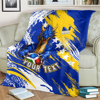 Personalized Bosnia Herzegovina Dragon Soccer Blanket Bosnian Football Flag Stars Fleur De Lis Grunge