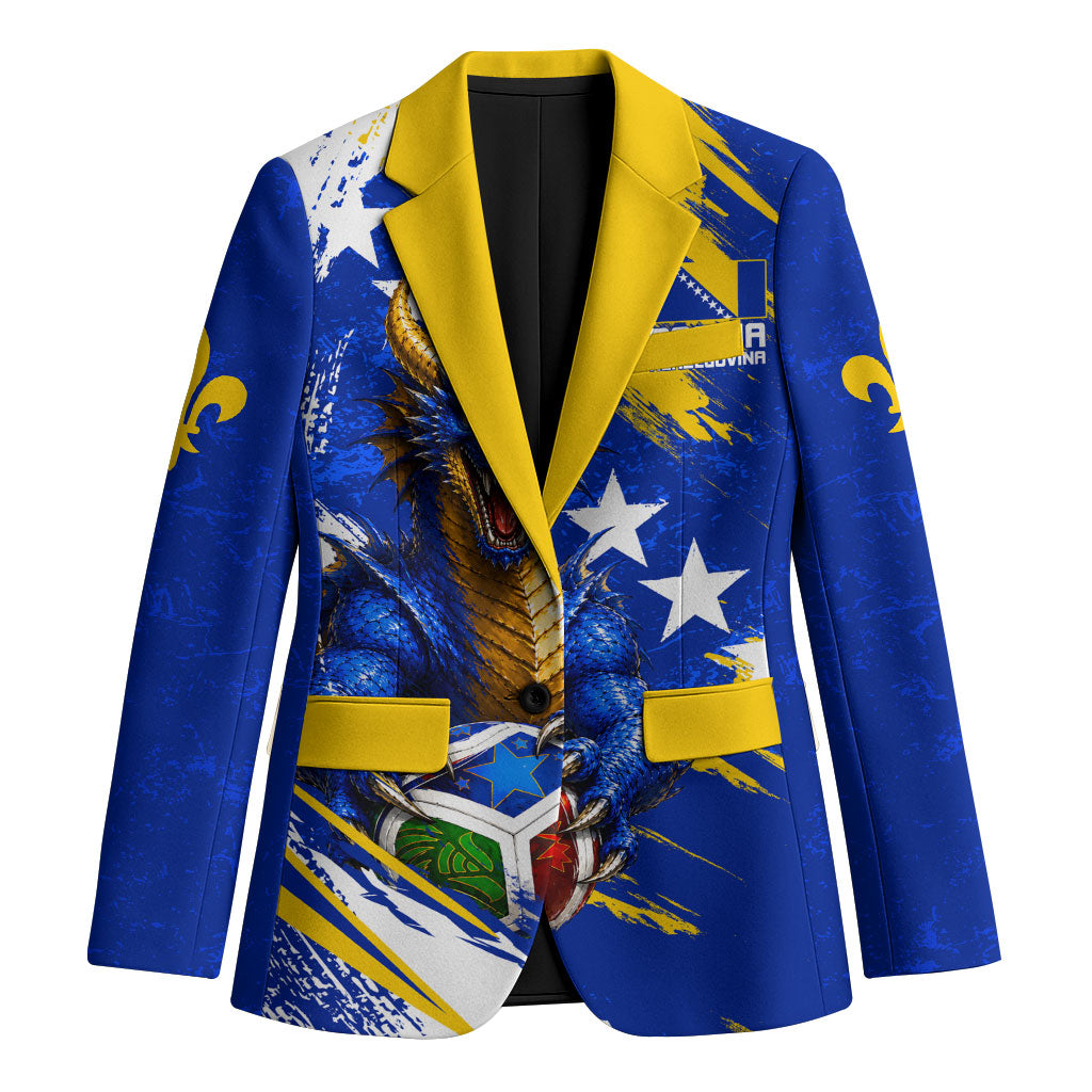 Personalized Bosnia Herzegovina Dragon Soccer Blazer Bosnian Football Flag Stars Fleur De Lis Grunge