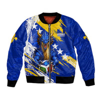 Personalized Bosnia Herzegovina Dragon Soccer Bomber Jacket Bosnian Football Flag Stars Fleur De Lis Grunge