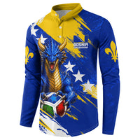 Personalized Bosnia Herzegovina Dragon Soccer Button Sweatshirt Bosnian Football Flag Stars Fleur De Lis Grunge