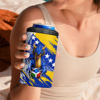 Personalized Bosnia Herzegovina Dragon Soccer 4 in 1 Can Cooler Tumbler Bosnian Football Flag Stars Fleur De Lis Grunge
