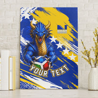 Personalized Bosnia Herzegovina Dragon Soccer Canvas Wall Art Bosnian Football Flag Stars Fleur De Lis Grunge