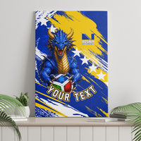 Personalized Bosnia Herzegovina Dragon Soccer Canvas Wall Art Bosnian Football Flag Stars Fleur De Lis Grunge