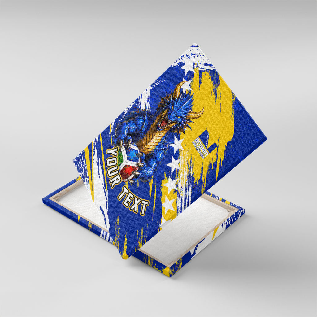 Personalized Bosnia Herzegovina Dragon Soccer Canvas Wall Art Bosnian Football Flag Stars Fleur De Lis Grunge