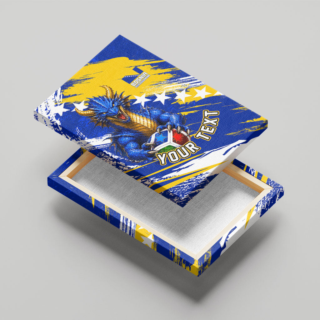 Personalized Bosnia Herzegovina Dragon Soccer Canvas Wall Art Bosnian Football Flag Stars Fleur De Lis Grunge