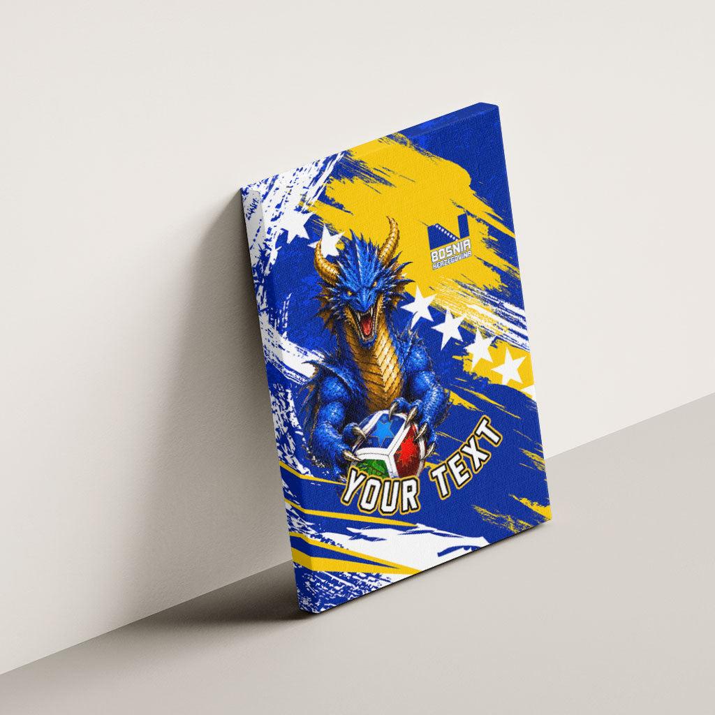 Personalized Bosnia Herzegovina Dragon Soccer Canvas Wall Art Bosnian Football Flag Stars Fleur De Lis Grunge