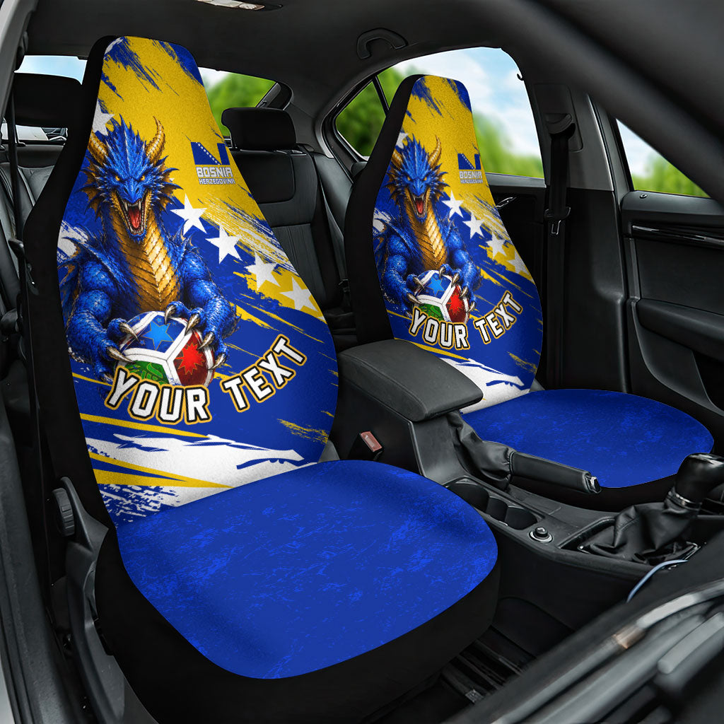 Personalized Bosnia Herzegovina Dragon Soccer Car Seat Cover Bosnian Football Flag Stars Fleur De Lis Grunge