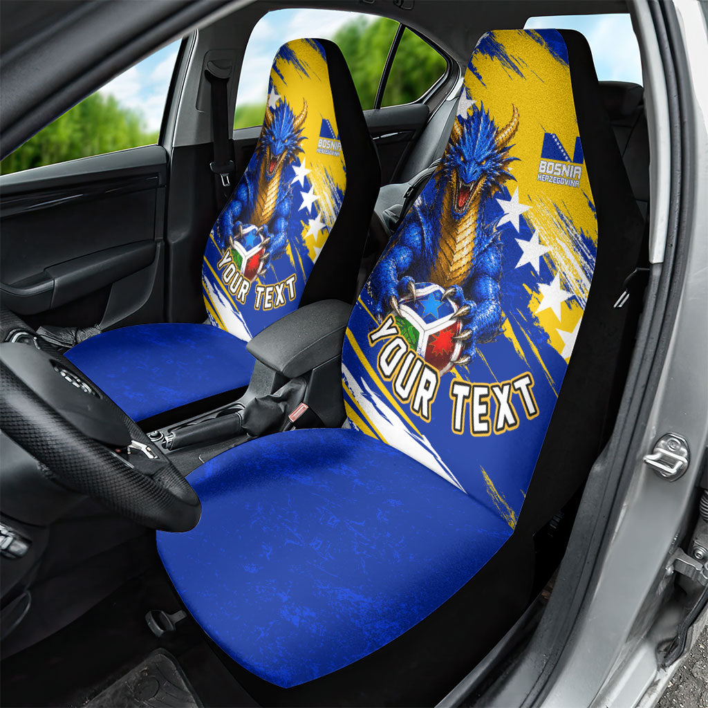 Personalized Bosnia Herzegovina Dragon Soccer Car Seat Cover Bosnian Football Flag Stars Fleur De Lis Grunge