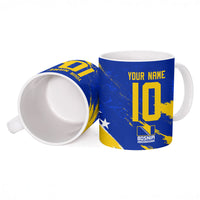 Personalized Bosnia Herzegovina Dragon Soccer Ceramic Mug Bosnian Football Flag Stars Fleur De Lis Grunge