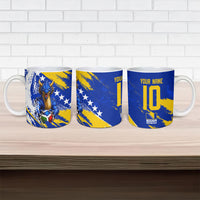 Personalized Bosnia Herzegovina Dragon Soccer Ceramic Mug Bosnian Football Flag Stars Fleur De Lis Grunge