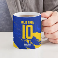 Personalized Bosnia Herzegovina Dragon Soccer Ceramic Mug Bosnian Football Flag Stars Fleur De Lis Grunge