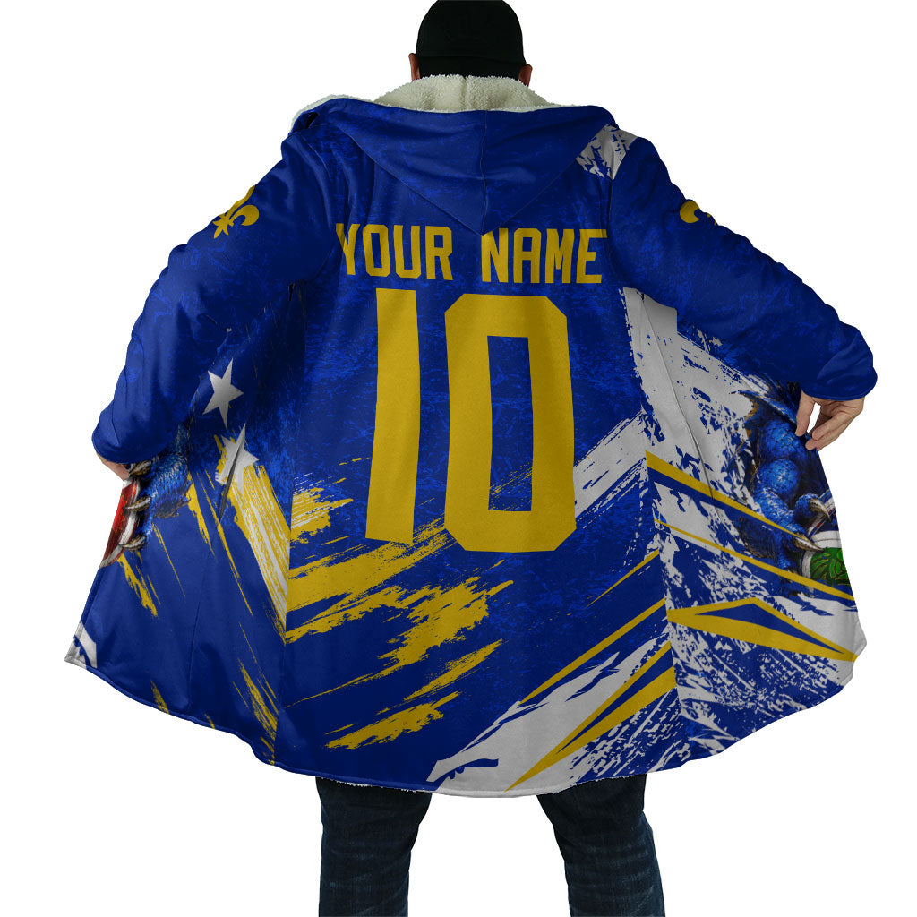 Personalized Bosnia Herzegovina Dragon Soccer Cloak Bosnian Football Flag Stars Fleur De Lis Grunge