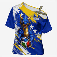 Personalized Bosnia Herzegovina Dragon Soccer Cross Shoulder Shirt Bosnian Football Flag Stars Fleur De Lis Grunge