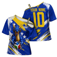Personalized Bosnia Herzegovina Dragon Soccer Cross Shoulder Shirt Bosnian Football Flag Stars Fleur De Lis Grunge