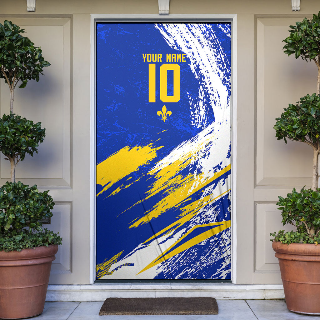 Personalized Bosnia Herzegovina Dragon Soccer Door Cover Bosnian Football Flag Stars Fleur De Lis Grunge
