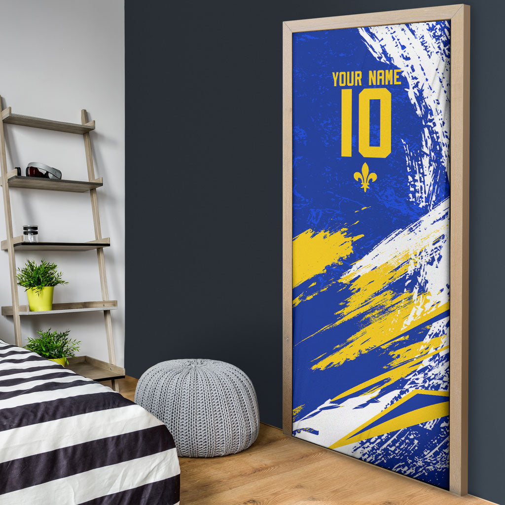 Personalized Bosnia Herzegovina Dragon Soccer Door Cover Bosnian Football Flag Stars Fleur De Lis Grunge