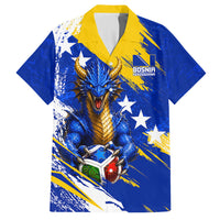 Personalized Bosnia Herzegovina Dragon Soccer Hawaiian Shirt Bosnian Football Flag Stars Fleur De Lis Grunge