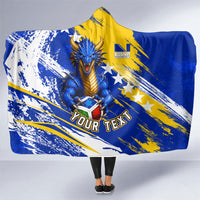 Personalized Bosnia Herzegovina Dragon Soccer Hooded Blanket Bosnian Football Flag Stars Fleur De Lis Grunge