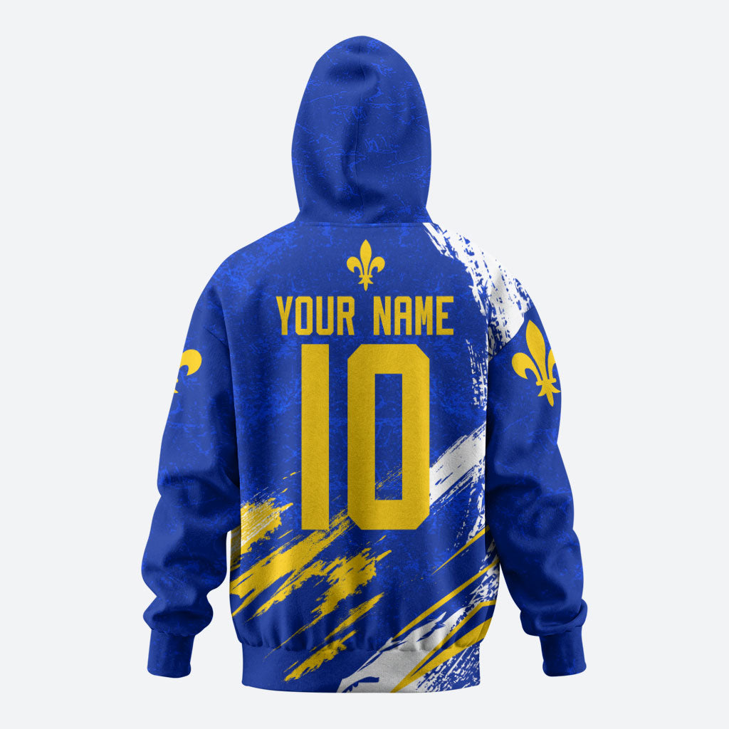 Personalized Bosnia Herzegovina Dragon Soccer Hoodie Bosnian Football Flag Stars Fleur De Lis Grunge