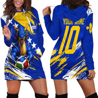 Personalized Bosnia Herzegovina Dragon Soccer Hoodie Dress Bosnian Football Flag Stars Fleur De Lis Grunge