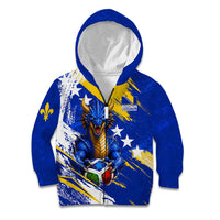 Personalized Bosnia Herzegovina Dragon Soccer Kid Hoodie Bosnian Football Flag Stars Fleur De Lis Grunge