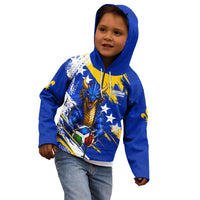 Personalized Bosnia Herzegovina Dragon Soccer Kid Hoodie Bosnian Football Flag Stars Fleur De Lis Grunge