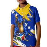 Personalized Bosnia Herzegovina Dragon Soccer Kid Polo Shirt Bosnian Football Flag Stars Fleur De Lis Grunge