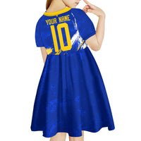 Personalized Bosnia Herzegovina Dragon Soccer Kid Short Sleeve Dress Bosnian Football Flag Stars Fleur De Lis Grunge
