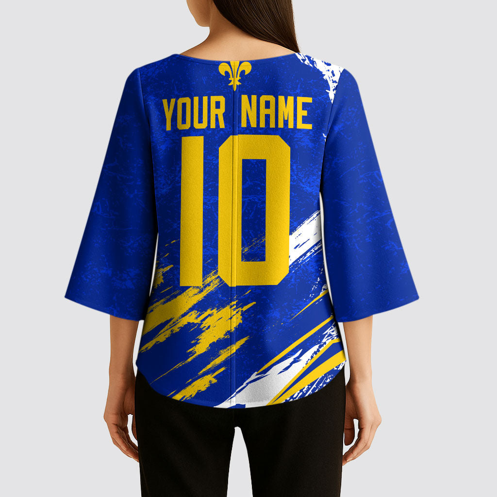 Personalized Bosnia Herzegovina Dragon Soccer Kimono Sleeve Blouse Bosnian Football Flag Stars Fleur De Lis Grunge