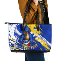 Personalized Bosnia Herzegovina Dragon Soccer Leather Tote Bag Bosnian Football Flag Stars Fleur De Lis Grunge