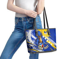 Personalized Bosnia Herzegovina Dragon Soccer Leather Tote Bag Bosnian Football Flag Stars Fleur De Lis Grunge