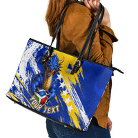 Personalized Bosnia Herzegovina Dragon Soccer Leather Tote Bag Bosnian Football Flag Stars Fleur De Lis Grunge